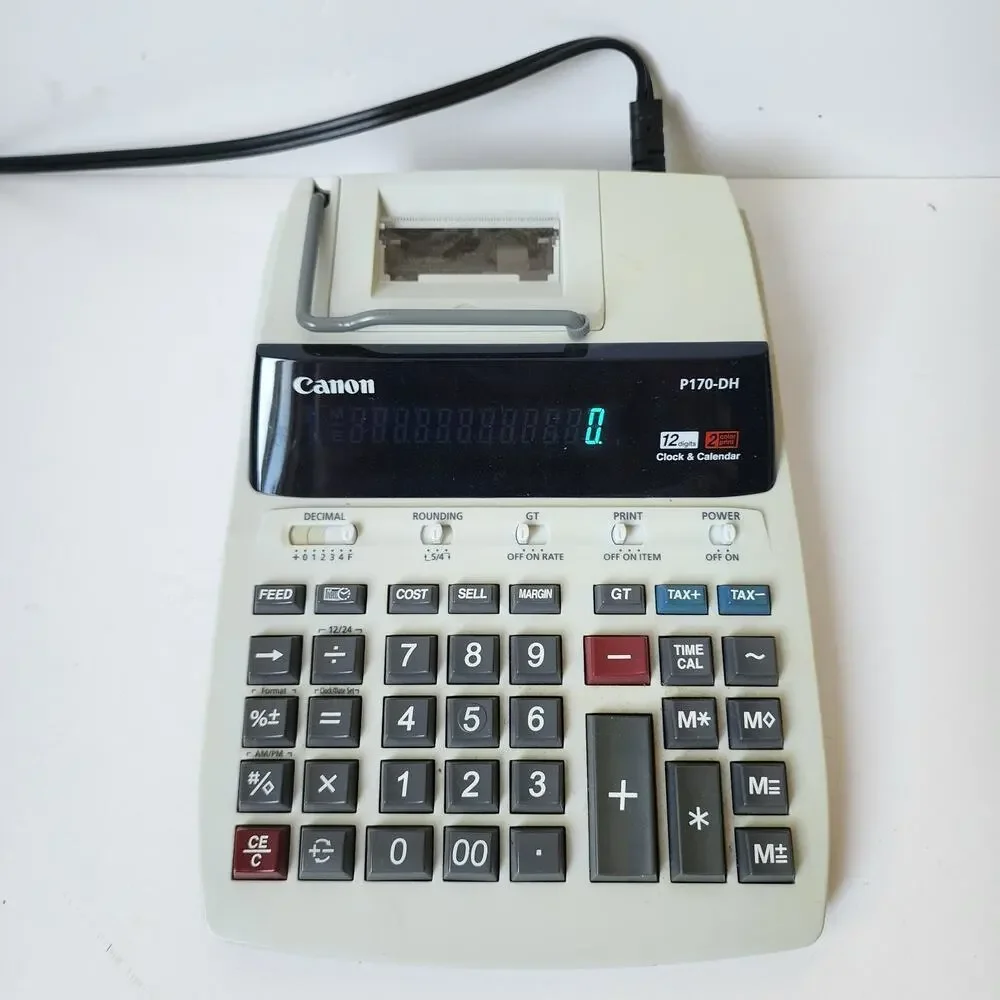 Canon P170-DH Calculator 12 Digit 10 Key Business Machine Printer Tested Works